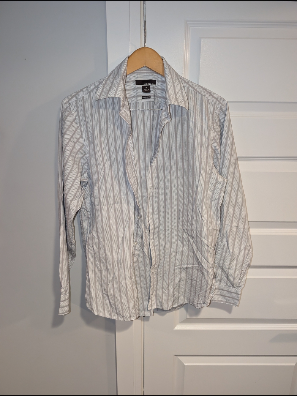 Michael Kors Light Blue and White Striped Men’s Button-Up Shirt